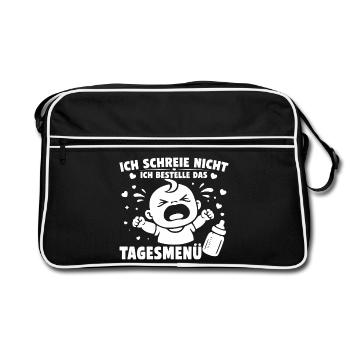 Je ne crie pas, je commande le menu du jour - Sac Retro - noir/blanc - Devant