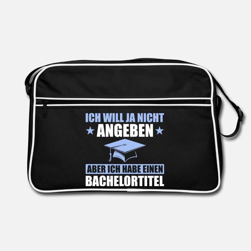 Bachelortitel Studium Abschluss Bachelorprüfung - Retro Tasche - Schwarz/Weiß
