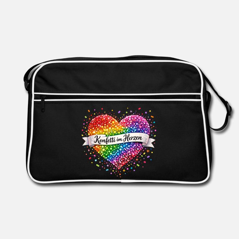 Konfetti im Herzen - Karneval Fasching Fastelovend Retro Tasche