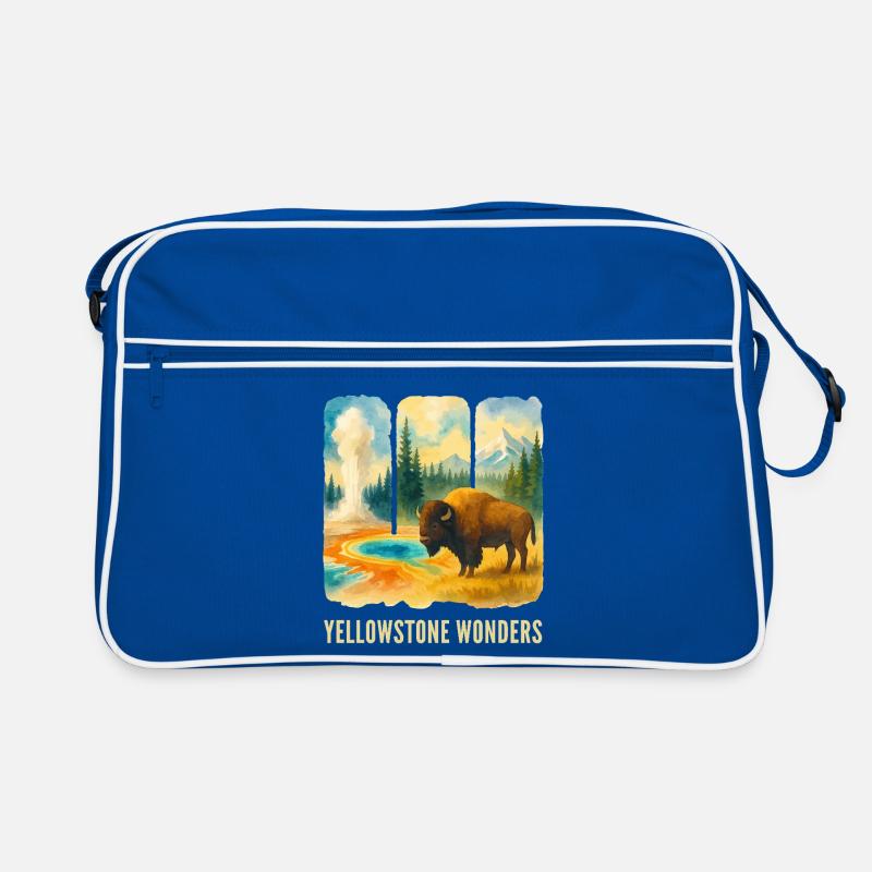 Berglandschaft mit Vulkan Retro Tasche