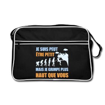 Petit mais je grimpe plus haut humour escalade - Sac Retro - noir/blanc - Devant