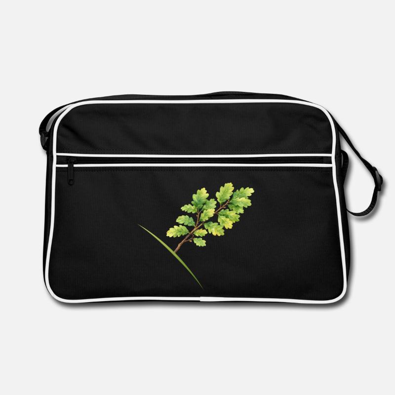 Blätterzweig Eiche - Aquarell Retro Tasche