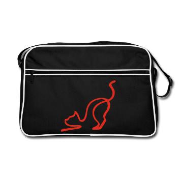 Red Cat Sketch - Retro Bag - black/white - Front
