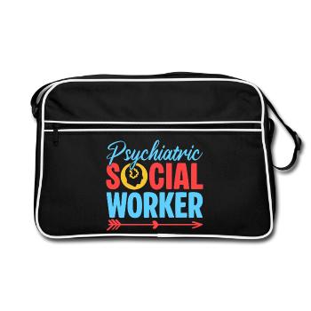 Social Worker Quote Psychiatric Social Work - Retro Tasche - Schwarz/Weiß - Vorne