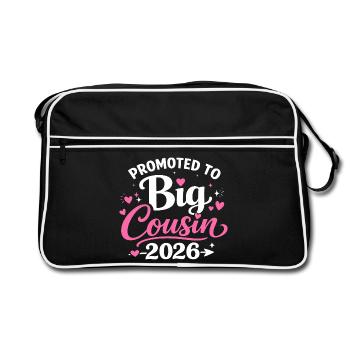 Niedliche Cousin-Design Herzen und Sterne - Retro Tasche - Schwarz/Weiß - Vorne