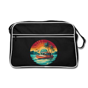 Retro Boat Sunset Tropics - Retro Bag - black/white - Front