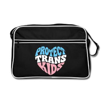 LGBTQ-Pride-Monat – Schütze trans Kinder - Retro Tasche - Schwarz/Weiß - Vorne