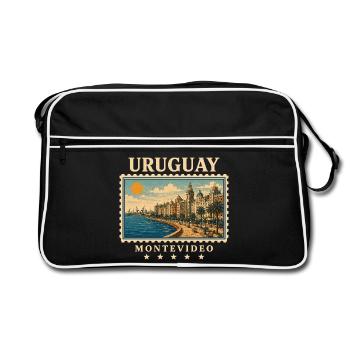 Uruguay Montevideo Vintage Reisemarke - Retro Tasche - Schwarz/Weiß - Vorne