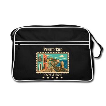 Puerto Rico San Juan Vintage Reisemarke - Retro Tasche - Schwarz/Weiß - Vorne