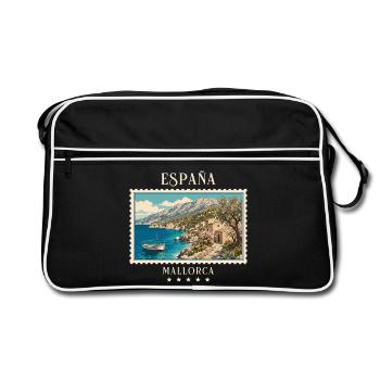 Spanien Mallorca Vintage Reisemarke - Retro Tasche - Schwarz/Weiß - Vorne
