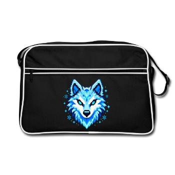 Arctic Wolf Pixel Blue - Retro Tasche - Schwarz/Weiß - Vorne