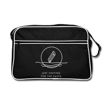 Pasta Lover Geschenk – Nur zu Besuch, wegen der Pasta - Retro Tasche - Schwarz/Weiß - Vorne