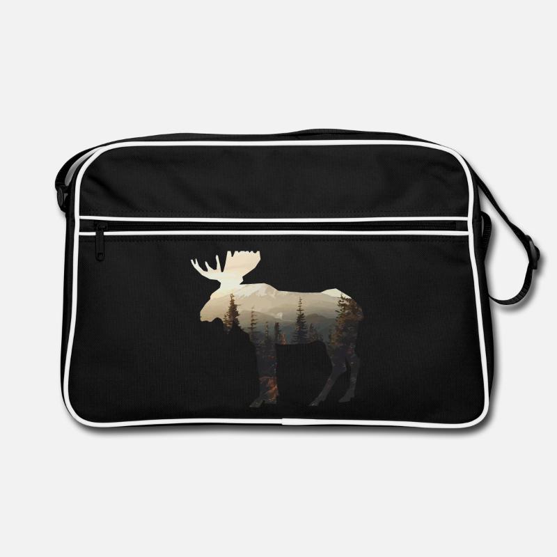 Elch mit Landschaft Silhouette Geschenk Idee Retro Tasche