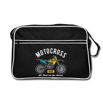 Motocross Racer! - Retro Tasche - Schwarz/Weiß - Vorne