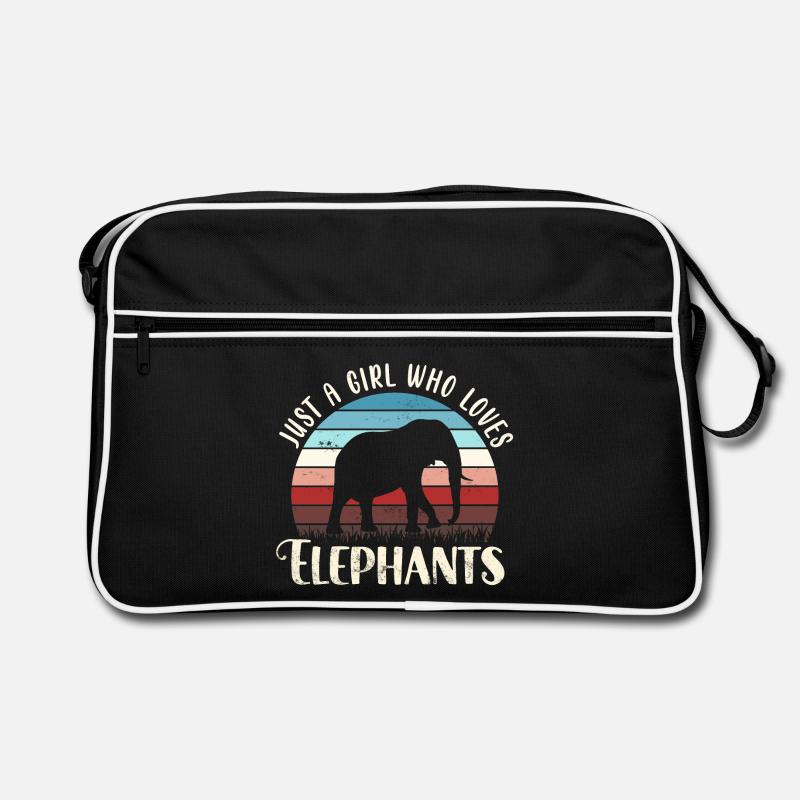 Elefant Elefanten - Retro Tasche - Schwarz/Weiß
