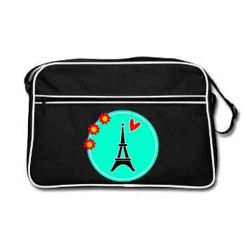 PARIS. CAPITALE. VILLE. FRANCE. PARISIEN. PARISIEN - Sac Retro - noir/blanc - Devant