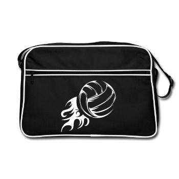 Voleyball Fireball Symbol icon Illustration Logo - Retro Bag - black/white - Front