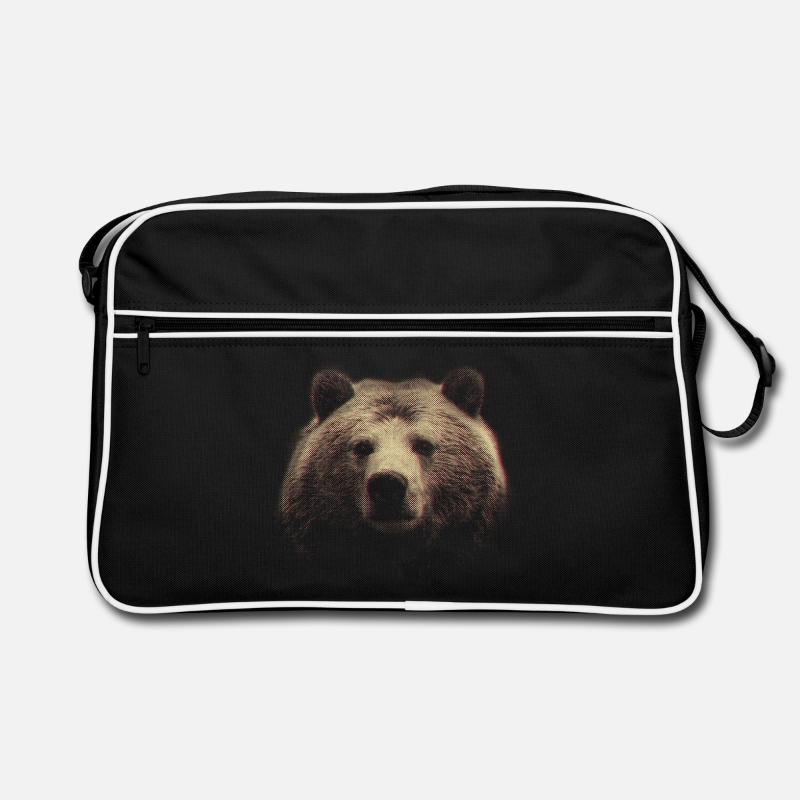 Red Halftone Bear Head Retro Bag