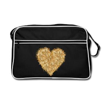 Cœur de paille dans des tons jaune doré vif - Sac Retro - noir/blanc - Devant