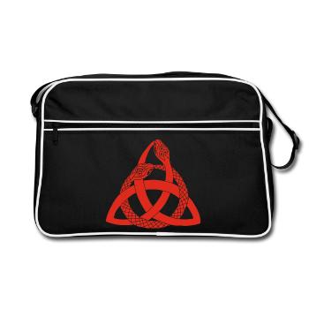 Red snakes and Celtic symbol - Retro Bag - black/white - Front