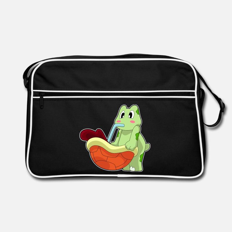 Schildkröte Kaffee Becher - Retro Tasche - Schwarz/Weiß