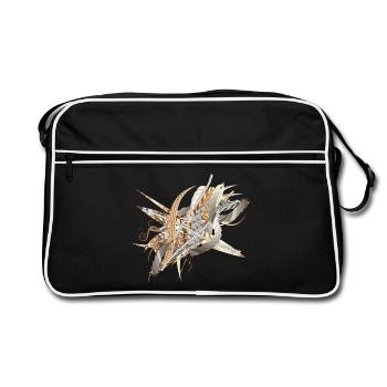 artistic filigree motif made of ribbons and feathers - Retro Bag - black/white - Front