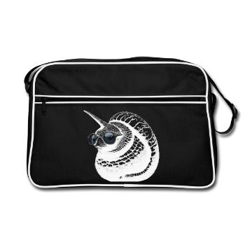 Coole EinhornSchnecke - Retro Tasche - Schwarz/Weiß - Vorne
