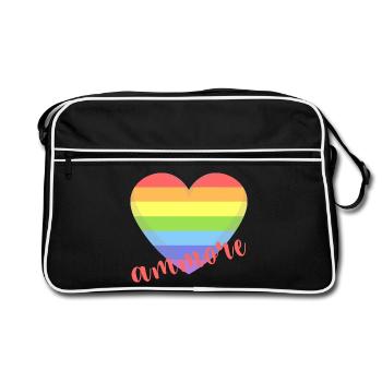t-shirt Napoli ammore gay lgbt coeur gay pride - Sac Retro - noir/blanc - Devant