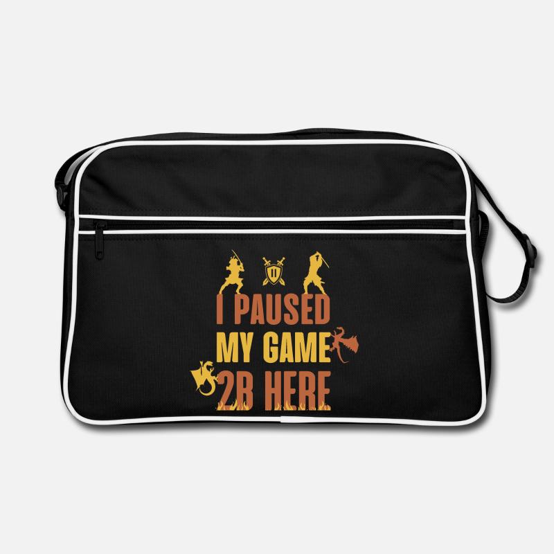 I Paused My Game 2B Here - Sac Retro - noir/blanc