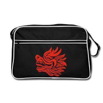 Tête de dragon chinois (rouge) - Sac Retro - noir/blanc - Devant