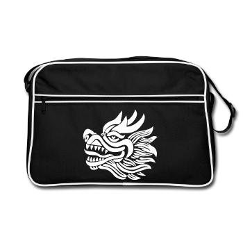 Tête de dragon chinois (blanc) - Sac Retro - noir/blanc - Devant