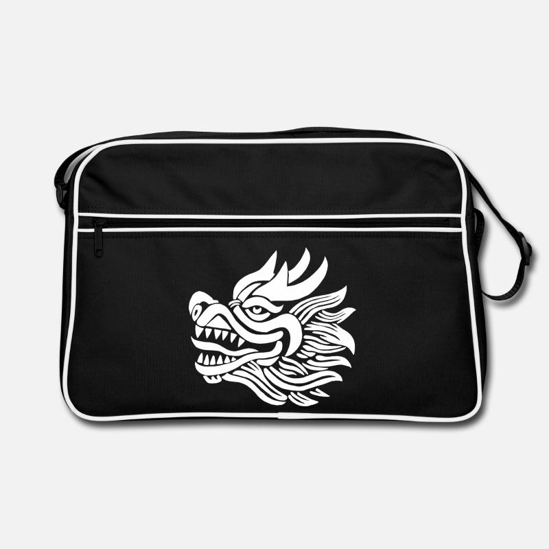Tête de dragon chinois (blanc) Sac Retro