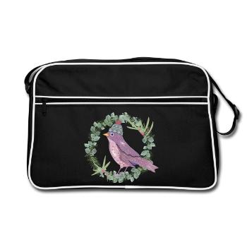 Oiseau au gui et à l’eucalyptus dans l’ambiance hivernale - Sac Retro - noir/blanc - Devant