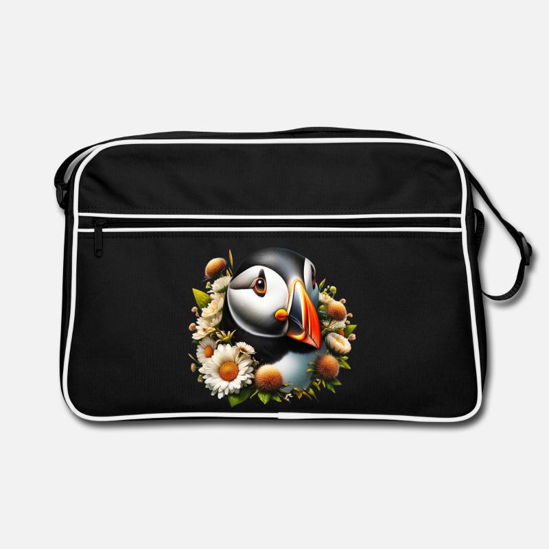 Papageitaucher - Retro Tasche - Schwarz/Weiß