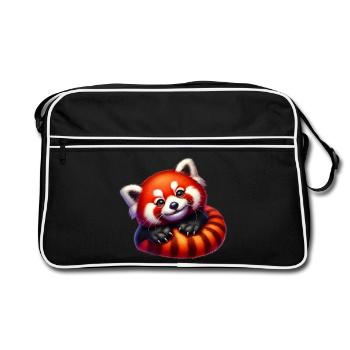 Kleiner Panda - Retro Tasche - Schwarz/Weiß - Vorne