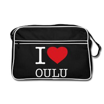 I LOVE OULO - Retro Bag - black/white - Front