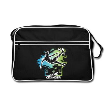Game Changer – Fußball Fallrückzieher Designsymbol - Retro Tasche - Schwarz/Weiß - Vorne
