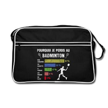 I Can't I Badminton Gift Idea Humor Dad - Retro Bag - black/white - Front