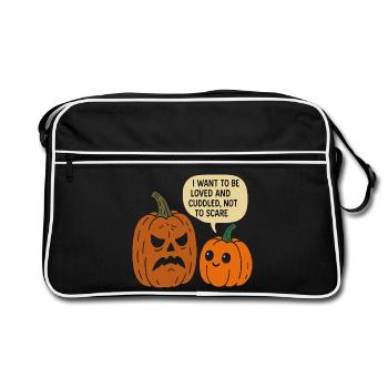 Duo de citrouilles d’Halloween câlins - Sac Retro - noir/blanc - Devant