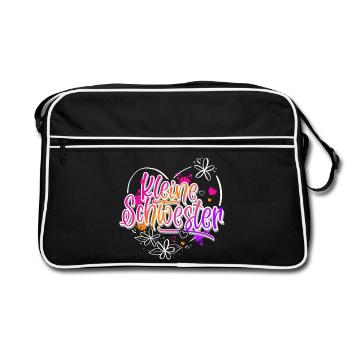 Kleine Schwester - Retro Tasche - Schwarz/Weiß - Vorne