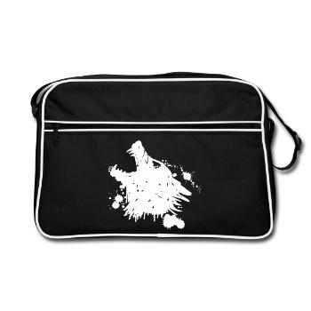 Loup blanc qui hurle - Sac Retro - noir/blanc - Devant