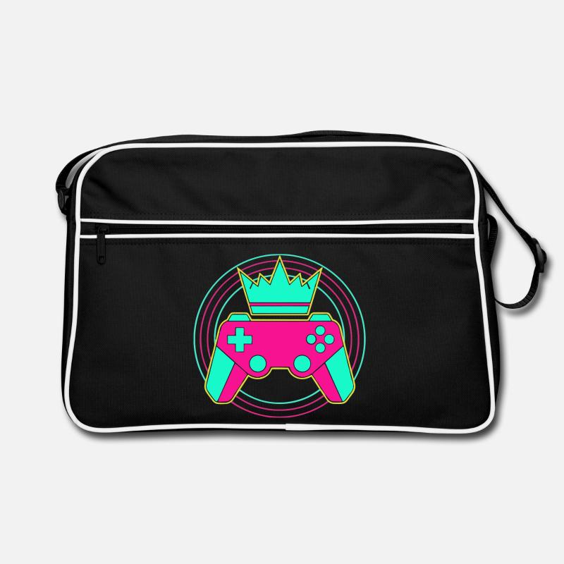 Controller Krone Neon Minimal Zocker Art Retro Tasche