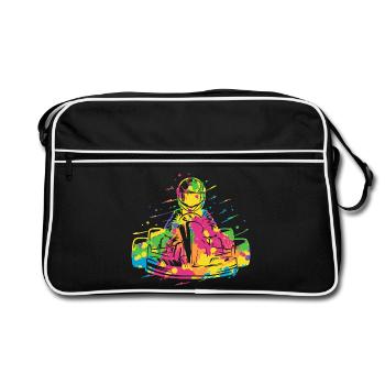 Karting Karting Sport Automobile Go-kart coloré - Sac Retro - noir/blanc - Devant