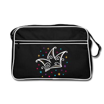 Casquette de fou de carnaval moderne avec étoiles et confettis - Sac Retro - noir/blanc - Devant