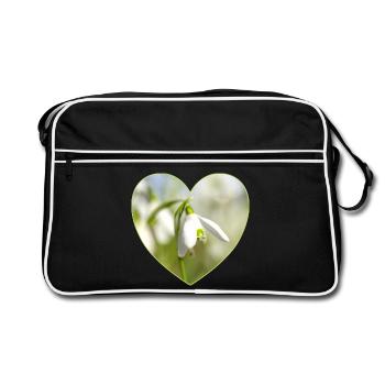 Snowdrop Heart Design - Retro Bag - black/white - Front