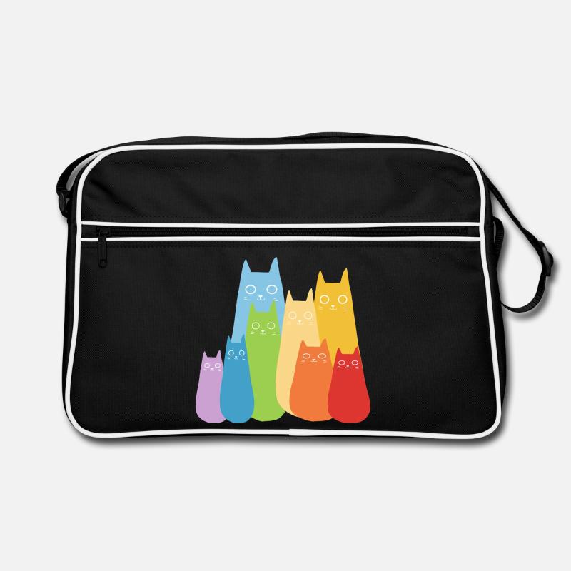 Bunte Katzen Katze Regenbogen Retro Tasche