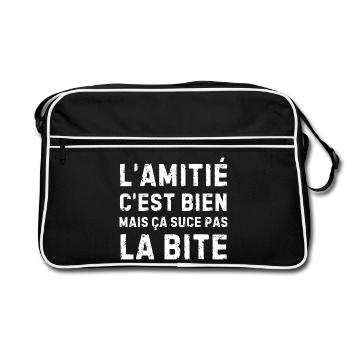 L’amitié c’est bien… humour drôle pour amis - Sac Retro - noir/blanc - Devant
