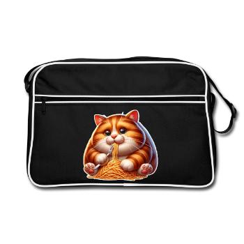 Katze Pasta - Retro Tasche - Schwarz/Weiß - Vorne