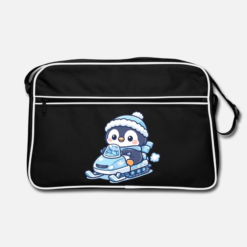 Pinguin Schneeschlitten-Zauber Retro Tasche