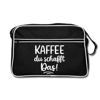 Kaffee: Du schaffst Das! Morgenmuffel Kaffeetrinke - Retro Tasche - Schwarz/Weiß - Vorne